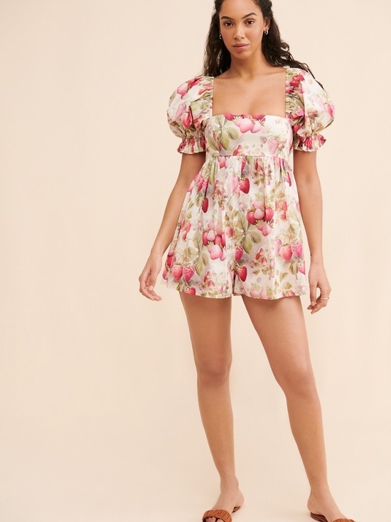 Selkie Pants - Selkie Strawberry Cream Puff-Sleeve Romper